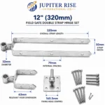Field Gate Hinges Double Strap Heavy Duty Hook Plates 12 18 24 Inch - Image 4