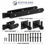 Field Gate Hinges Double Strap Adjustable 18 24 Inch Farm Gate Black Galvanized - Image 2
