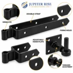Field Gate Hinges Double Strap Adjustable 18 24 Inch Farm Gate Black Galvanized - Image 4