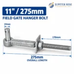 Field Gate Hanger Bolt 19mm Pin 11"/13" Heavy Duty Galvanised Steel