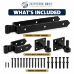 Field Gate Hinges Double Strap Adjustable 18 24 Inch Farm Gate Black Galvanized - Image 9