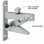 Self Locking Field Gate Catch Heavy Duty Galvanised Padlockable Striker - Image 3