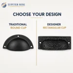 Black Cast Iron Cup Handle 4 Inch Cabinet Cupboard Drawer Kitchen Pull - Image 2