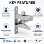 Self Locking Field Gate Catch Heavy Duty Galvanised Padlockable Striker - Image 7