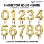 Door Number Polished Brass 80mm x 50mm Front Door House Numeral 0-9 - Image 16