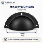 Black Cast Iron Cup Handle 4 Inch Cabinet Cupboard Drawer Kitchen Pull - Image 5