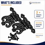 Cast Iron Unequal Door Hinges 110mm Pair Antique Black Vintage - Image 5