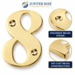 Door Number Polished Brass 80mm x 50mm Front Door House Numeral 0-9 - Image 18