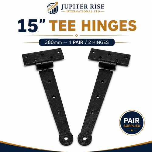 s-l500 (1) Hand Forged Tee Hinges 12 15 18 Inch Black Wrought Iron Strap Door Gate Shed - Image 1